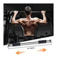 Klimmzugstange, Türreck, verstellbar von 62 cm bis 100 cm, ohne Schrauben montierbar, rutschfest, sicherer Halt, Schaumstoffgriffe(Blau) - Schwarz und blau - Übersicht 4