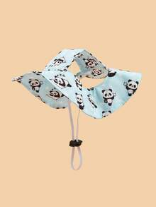 1pc Cute Polyester Wind-Resistant Sun Hat, Ear-Exposed Design, Anti-Shedding, Adjustable Sun Protection, Suitable For Small Pet Dogs To Wear Outdoors All Year Round - Pink - View 24