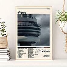 1幅德雷克《Views》专辑封面装饰帆布画，现代太空主题，无框竖版，防水，适用于客厅、卧室、家庭办公室、教室、餐厅墙面装饰，独特创意墙面艺术海报 - 彩色 - 查看 4