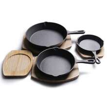 Set Of 3 Cast Iron Non Stick Skillet Griddle Cooking Pan Pre-Seasoned Frying Pan - Black - View 9