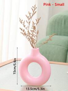 1 pieza Jarrón decorativo circular de plástico negro, jarrón de decoración de flores secas simuladas, jarrón artístico para arreglos florales, decoración simple para sala de estar, sala de exposiciones, decoración del hogar, jarrón de flores, centro de mesa, decoración de mesa, Día de San Valentín, decoración de la habitación de San Valentín, decoración de la sala de estar, decoración de otoño, contenedores de almacenamiento, decoración de la habitación bohemia, decoraciones navideñas