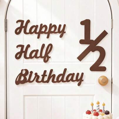 Happy Half Birthday Nonwoven Fabric Party Decorations, Background Wall, Photo Props For Toddler Boys And Girls 6 Months Old