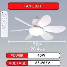 1pc Socket Fan Light, Screw Ceiling Fans With Lights And Remote, E26/E27 Easy Install Ceiling Fan, Base Small Ceiling Fan Replacement For Light Bulb, Dimmable Socket Fan Ceiling, Fan With Light For Bathroom, Bedroom, Kitchen, Living Room