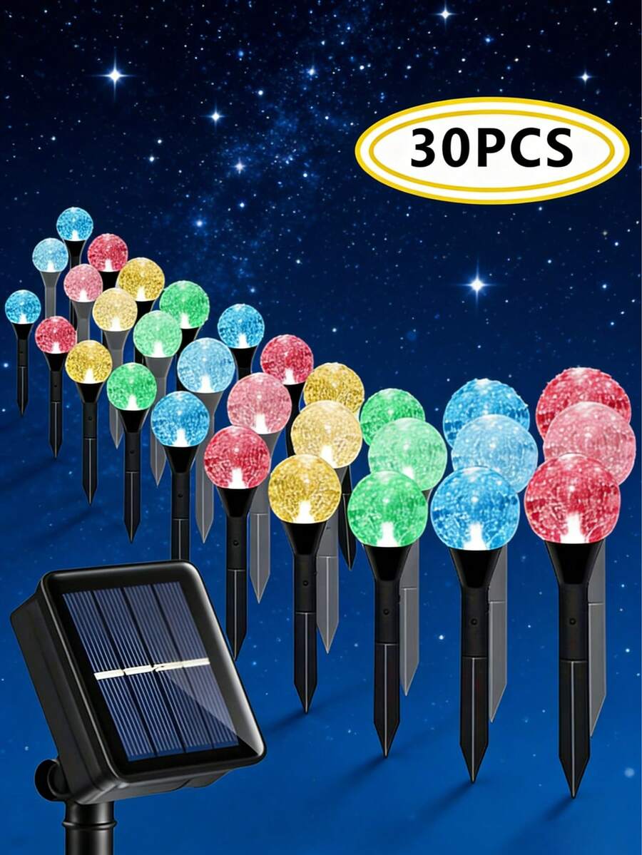 30LED Solar Ground Light Outdoor Waterproof Path Light, Semi-Embedded Wedge Design Suitable For Garden, Lawn, Terrace, Courtyard, Solar Outdoor Lighting Home Decoration - Color - View 1