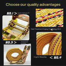 一套重型 2 英寸 x 20 英尺棘轮捆绑带，带双 J 型钩，拉力强度 4400 磅，用于固定货物、草坪设备和摩托车。 - 4公分寬 - 查看 8