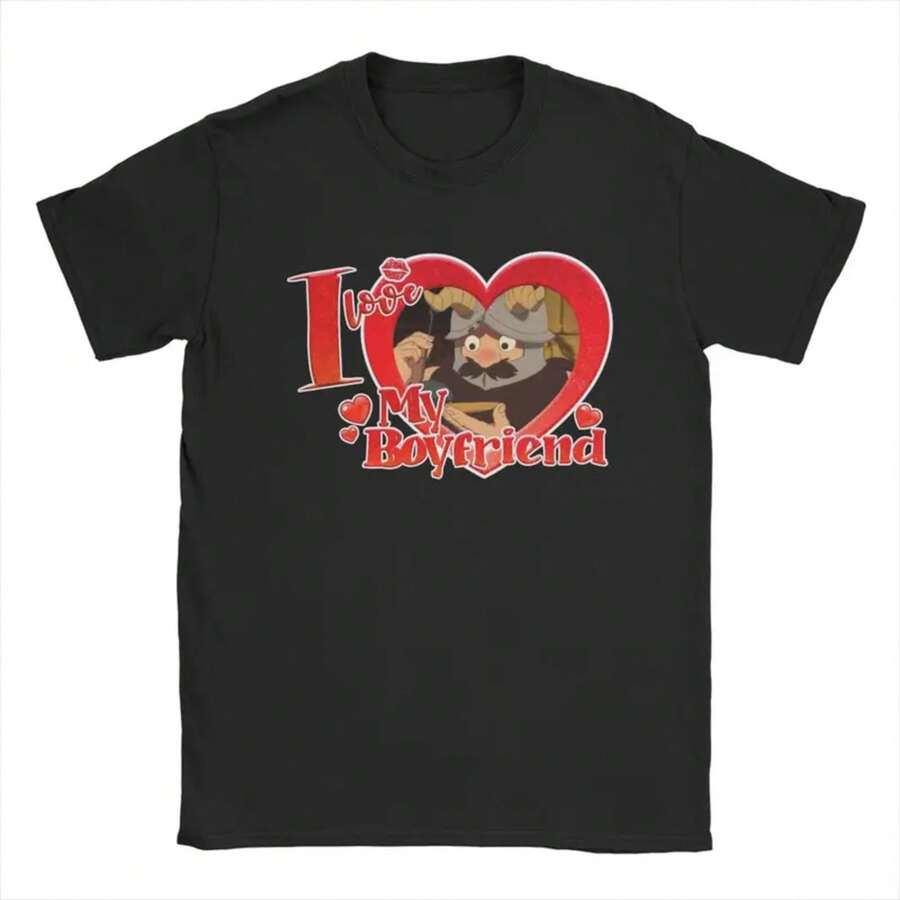 I Love My Boyfriend Senshi T-Shirts Men Delicious In Dungeon Pure Cotton Tees Crewneck Short Sleeve T Shirts 4XL 5XL 6XL Tops - màu đen - Xem 1