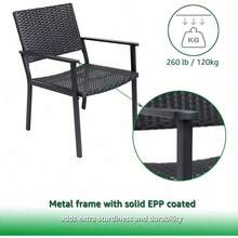 C-Hopetree - Silla de comedor al aire última intervensión para mesa de patio exterior marco de metal mimbre negro para todo tipo de clima - Multicolor - Ver 5