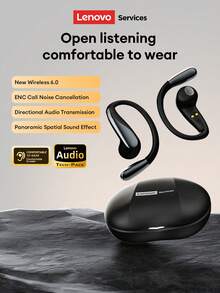 Lenovo 联想 AC103 运动蓝牙耳机，入耳式挂耳耳机，电池续航时间长，定向音频，ENC 降噪，低延迟，高品质音乐，佩戴舒适，适合跑步、运动、商务等场合，无线耳机，兼容智能手机和电脑。 - 黑色 - 查看 13