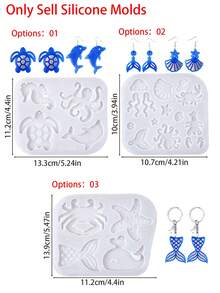 1个带孔树脂模具，适用于制作海洋生物饰品，例如贝壳、鱼尾、水母、海星、钥匙扣吊坠、项链等，可用于DIY装饰吊坠、手工艺品和家居装饰。