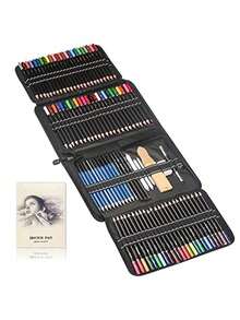 144Pcs Sketching & Drawing Pencils Art Kit,Professional Drawing Art Tool Kit CharcoalGraphiteWatercolorMetallicColored Drawing Pencils Set For Artists,Beginners,Adults,Kids,Teens - 如圖所示 - 查看 10