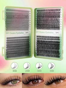 720/648 Pcs Synthetic Eyelash Glue Kit, D-Curl Synthetic Eyelash Extension Set, Includes 10D + 20D + 30D + 40D + 50D + 60D + 80D + 100D + 120D + 150D, Mixed Lengths From 9mm To 18mm, Fluffy Synthetic Eyelashes. Lightweight, Soft, Fluffy Lash Clusters, Cluster Lashes.