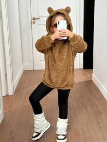 ‌Sudadera de Oso para Niñas: Sudadera de Oso con Estampado de Oso, Estilo Casual y Divertido, Ideal para Días de Escuela‌ - Marrón - Ver 7