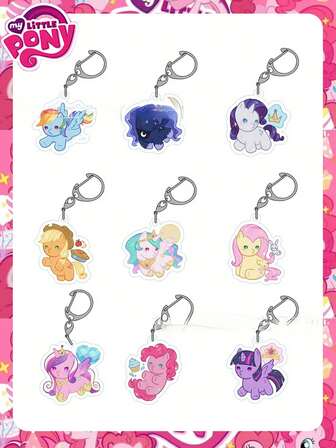 MY LITTLE PONY 1 st ny liten ponny nyckelring, söt tecknad akrylhänge nyckelring, liten present till mamma, födelsedag, alla hjärtans dag, ensam fest, bröllopsdekoration
