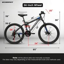Mountain Bike With 24-Inch Wheels, 21-Speed Full Suspension, Suitable For Both Men And Women For Off-Road, Commuting, And City Riding. Features High-Carbon Steel Frame, Mechanical Disc Brakes, Handlebar Shifters, Front Fork And Rear Suspension. Suitable For Adults, Daily Commuting, And Off-Road Cycling. - màu đen - Xem 3