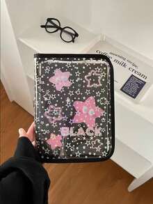6孔活页夹兼容A5透明激光星空剪贴簿，闪亮PVC拉链封口，透明内页印有闪亮星空图案，经久耐用，可用于照片收纳、学习用品、装饰日记、照片集锦，活页夹卡片夹 - 彩色 - 查看 10