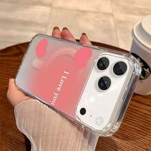 heart-shaped pattern phone case For  11 12 13 14 15 16 17 Pro Max 14 15 16 Plus 17 AIR 16e Luxury fashionable acrylic magnetic wireless charging hard case cover - yklTe amo transparente75LR - Ver 3