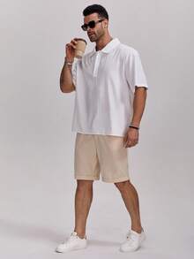 1pc Men's White Collared Short Sleeve Button-Up Casual Shirt, Stylish For Commute, Business, Holiday, Party - White - View 7