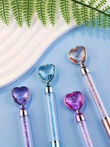 4/6 PCS Elegant Diamond-Shaped Gel Pens With Sparkling Crystal Tips - Pastel Pink, Purple, Green, & Golden Accents, Medium Point Tip For Writing, Drawing & Crafting - Durable Plastic Construction, Perfect For Office, School, Or Creative Projects - Multicolor - View 5