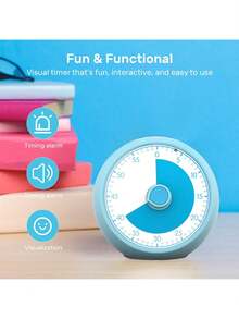 60分钟可视计时器，适用于儿童、教室、办公室、厨房、桌面时间管理，静音运行，纯色设计 - 彩色 - 查看 6