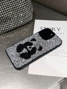 1pc Minimalist Rhinestone Cute Panda Soft Feel 2-In-1 Phone Protective Case Compatible With Apple 17, 16 Pro Max Starry Sky Rhinestone Case, 15 Panda Phone Case, 14 New Cartoon Phone 13 Minimalist Rhinestone 12 Large Camera Hole 11 - Black and White - View 8