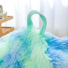 Tie Dye Sage Green Shaggy Bean Bag Chair Covers (No Filler), Comfy Fluffy Sage Green Bean Bag Chair Cover For Bedroom, Stuffed Animal Storage, Kids Adults Teens Girls Bean Bag Chairs, Anti-Slip - 藍色 - 查看 4