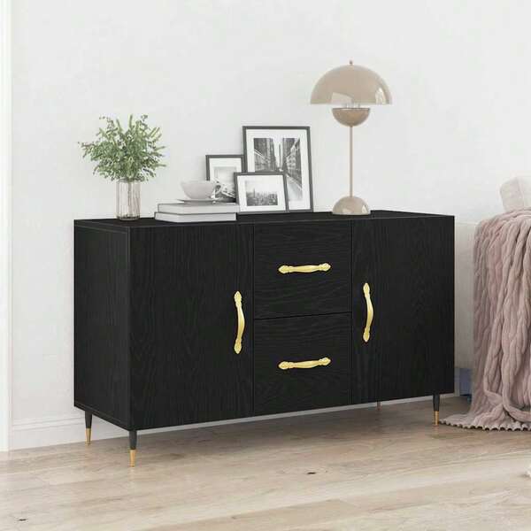 Villeneuve Credenza Rovere Nero 100 x 36 x 60 cm Legno multistrato