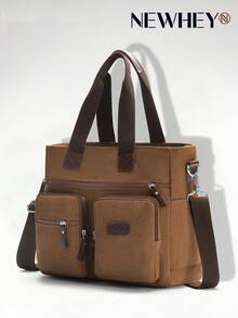 NEWHEY 15.6 Inch Men's Laptop Bag, PU Leather Handbag With Multiple Internal Pockets, Waterproof Shoulder Bag, Casual, Shopping, Fashion, Dating, Travel, Party, Work, Christmas Gift, Waterproof Backpack - Multicolor - View 7