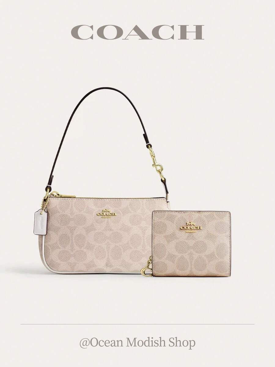 Nolita 19 Shoulder Bag Women Underarm Bag Ladies Cute Purses And Bags Women Coach Bags Set Shoulder Bag In Blocked Signature Canvas,2026 Valentine's Day Gifts,Gift For Her - Bộ màu hồng 4 - Xem 1