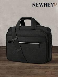 NEWHEY 15.6英寸笔记本电脑包，公文包款式，防水笔记本电脑手提包，可扩展笔记本电脑斜挎包，男士适用，适合旅行、商务和工作场合 - 黑色 - 查看 2
