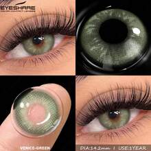 EYESHARE 1 Pair Colored Contact Lenses For Eyes Fashionable Blue Lenses For Brown Eyes Colored Contact Lenses For Green Eyes Colorful Makeup For Gray Eyes Annual Wear Contact Lenses - No Prescription, 14.2mm - VENICE-GREEN - 查看 8