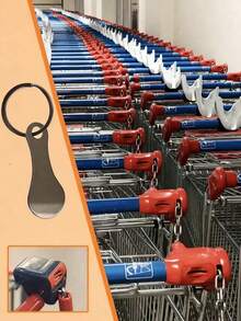 2 pezzi Portachiavi/ciondolo per carrello della spesa in acciaio inossidabile per supermercato, senza necessità di moneta, regalo di Natale pratico - Multicolore - Visualizzare 5