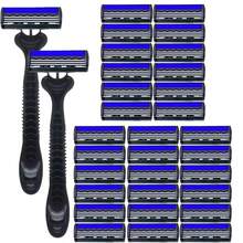 Juego de Maquinilla de Afeitar de 3 Capas para Hombres, Cuchillas de Acero Inoxidable y Mango de Plástico, Lavable, Maquinilla de Afetar Desechable y Práctica para Viajes - Multicolor - Ver 17