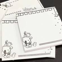 Sanrio 5pcs Cute Paw Print Black & White Simple Style Sticky Notes, High-Quality Adhesive Memo Pad, Portable Planner Notepad For School, Office, Pocket