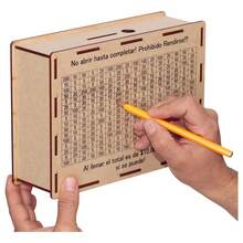 Caja de ahorro kakebo reto $10,000 pesos alcancía madera MDF Rockkings - Caqui - Ver 2