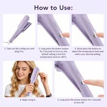 Hailicare 32毫米深波浪电卷发棒，4档可调温度，快速加热，持久定型，法式卷发器，蛋卷式离子卷发棒，防烫发夹，30分钟智能断电保护，操作简便，小巧轻便，圣诞礼物 - 查看 8