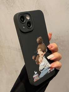 1个黑色母女拥抱图案极简TPU防震手机壳，兼容苹果17、16、15、14、13、12、11 Pro Max、Air系列国际版，非国内版 - 彩色 - 查看 3