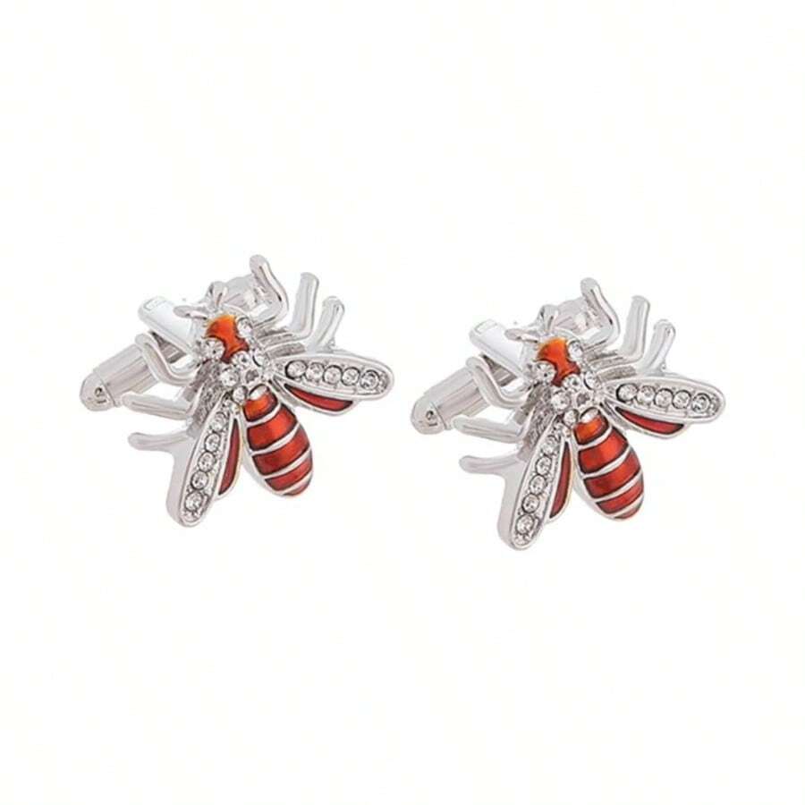 Gemelos Abeja Diamante gemelos de gata corbatas para hombre corbatas aqua para hombres reloj de hombre anillos hombre camisas gemelos trajes gemelos rojo - 2 x 1,5 cm x 3 unidades - Ver 1