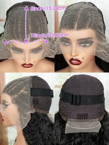 13x4 HD Lace Front Half Braided Half Wavy Curly Wigs With Baby Hair 24" Cornrow Braided Wigs Synthetic Black Pre Braids Lace Front Wigs - Black - View 6
