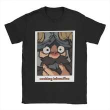 Cooking Intensifies Senshi Delicious In Dungeon T-Shirts For Men Anime Pure Cotton Tees Crewneck T Shirt Gift Idea Clothing - 黑色 - 查看 1