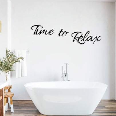 CIF BUY 1pc "Relax Time" Metal Wall Decor, Modern Farmhouse Style Bathroom Sign, Black. Multipurpose Decoration For Living Room, Bedroom And Kitchen, Ideal For Holiday And Graduation Gifts.