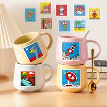 56pcs/Set Pop Art Stickers, Red Blue And Yellow Pattern Sticker Pack, Creative Decals For Festivals Cheering And Party, Decorative DIY Gifts, Artistic Stickers For Diary, Laptop, Notebook, Water Bottle, Phone Case, Aesthetics Stickers For Teens Adults, School Supplies - Multicolor - View 6