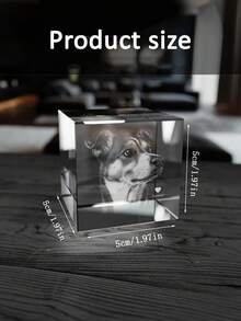 Customized Pet Memorial Crystal Cube, Pet Memorial Gift, Condolence And Mourning For Deceased Loved Ones, Pet Portrait, Personalized Pet Memorial Gift, Condolence Gift For Deceased Pets, Customized Laser Engraved Glass Desktop Decor, Multi-Functional, Colorful, Modern & Fashionable, Customized, Personalized, Unique, Ideal Gift For Him, Suitable For Anniversary, Valentine''s Day - Multicolor - View 5