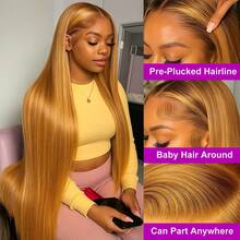 Ombre Lace Front Wig Human Hair 28 30 Inch 13x4 Straight Highlight Wig Human Hair 250% Density 4/27 Colored Honey Blonde HD Lace Frontal Wigs For Women Glueless Pre Plucked With Baby Hair Parties Travel Birthday Celebrations Cosplay Graduations Weddings Back To School Daily Life Christmas New Year - SP4/27 - 查看 2