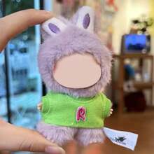 [Only Doll Clothes] Creative New 10cm Plush Doll 4th Generation Labobo Mini 4.0 Secret Code Mini Pendant Plush Doll Replacement, English Letter T-Shirt For Labubu