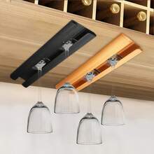 1pc Aluminum Wine Glass Rack, Under Cabinet Stemware Holder, Hanging Goblet Storage Organizer, Wine Glass Holder Suitable For Bar, Kitchen, Cabinet - Multicolor - View 8