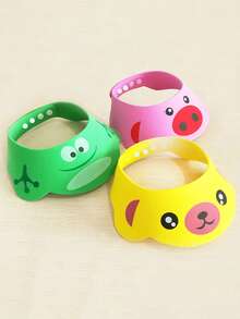 1个可调节防水儿童浴帽 - 卡通设计，EVA材质，柔软便携，3种颜色可选，浴室必备，适合各种头型，浴室配件，儿童洗浴用品