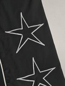 Hidkat Quần thể thao nữ thời trang thêu họa tiết ngôi sao, cạp chun, thích hợp cho hoạt động ngoài trời, mặc thường ngày và dạo phố, màu đen xuân/thu. - màu đen - Xem 6