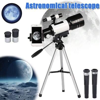 70mm Aperture F30070 Reflective Astronomical Telescope - Portable Telescope With Tripod 3 Eyepieces Wireless Remote For Camping Education Nature Exploration