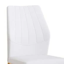 MUUOKY Modern Dining Chair Set Of 6, Faux Leather Upholstered Dining Room Chairs With High Back And Sturdy Metal Legs, Armless Kitchen Chairs With Comfortable Padded Seat, Perfect For Dining Room, Kitchen, Living Room, Or Apartment, Easy To Clean And Assemble, Ideal For Holiday Meals, Thanksgiving, Christmas And Home Decor - 白色+金色 - 查看 8