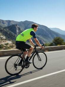 Qualicos Men's Reflective Running Cycling Vest, Sleeveless Bicycle Jersey - Yellow - View 7